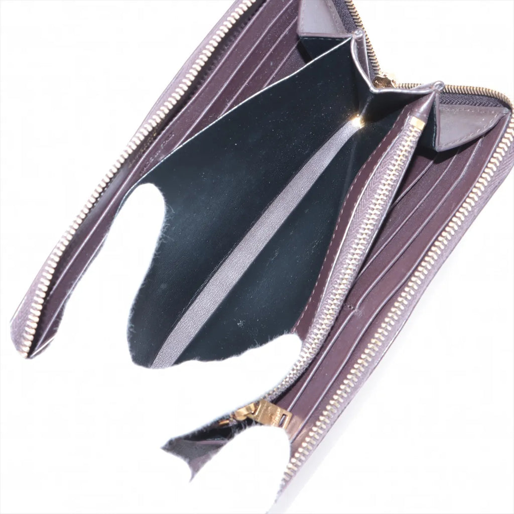Saint Laurent Paris YSL Leather Zippy Wallet Brown