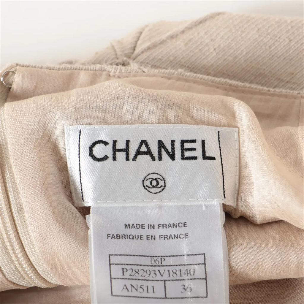 Chanel Matelasse Pleated Skirt Beige