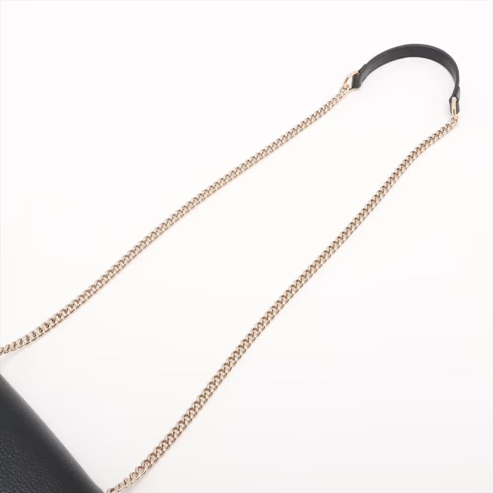 Gucci Interlocking GG Leather Chain Shoulder Bag Black