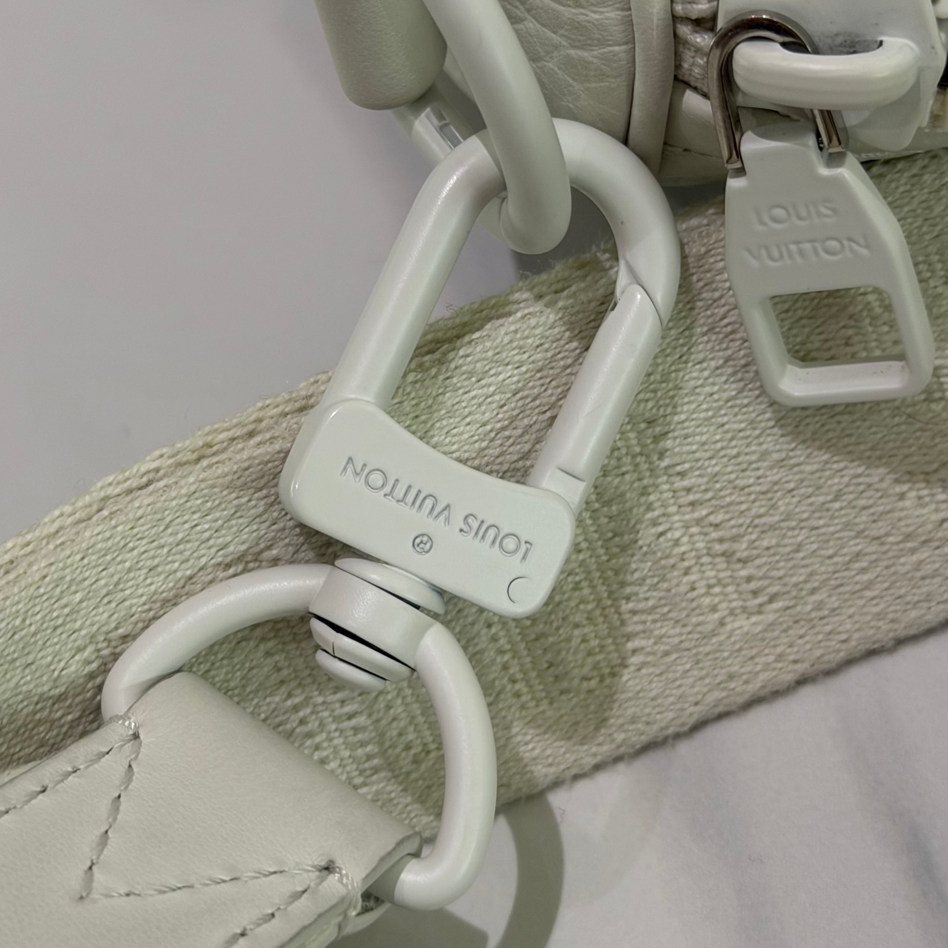 Louis Vuitton Keepall 25 White Embossed Monogram Top Handle Shoulder Bag