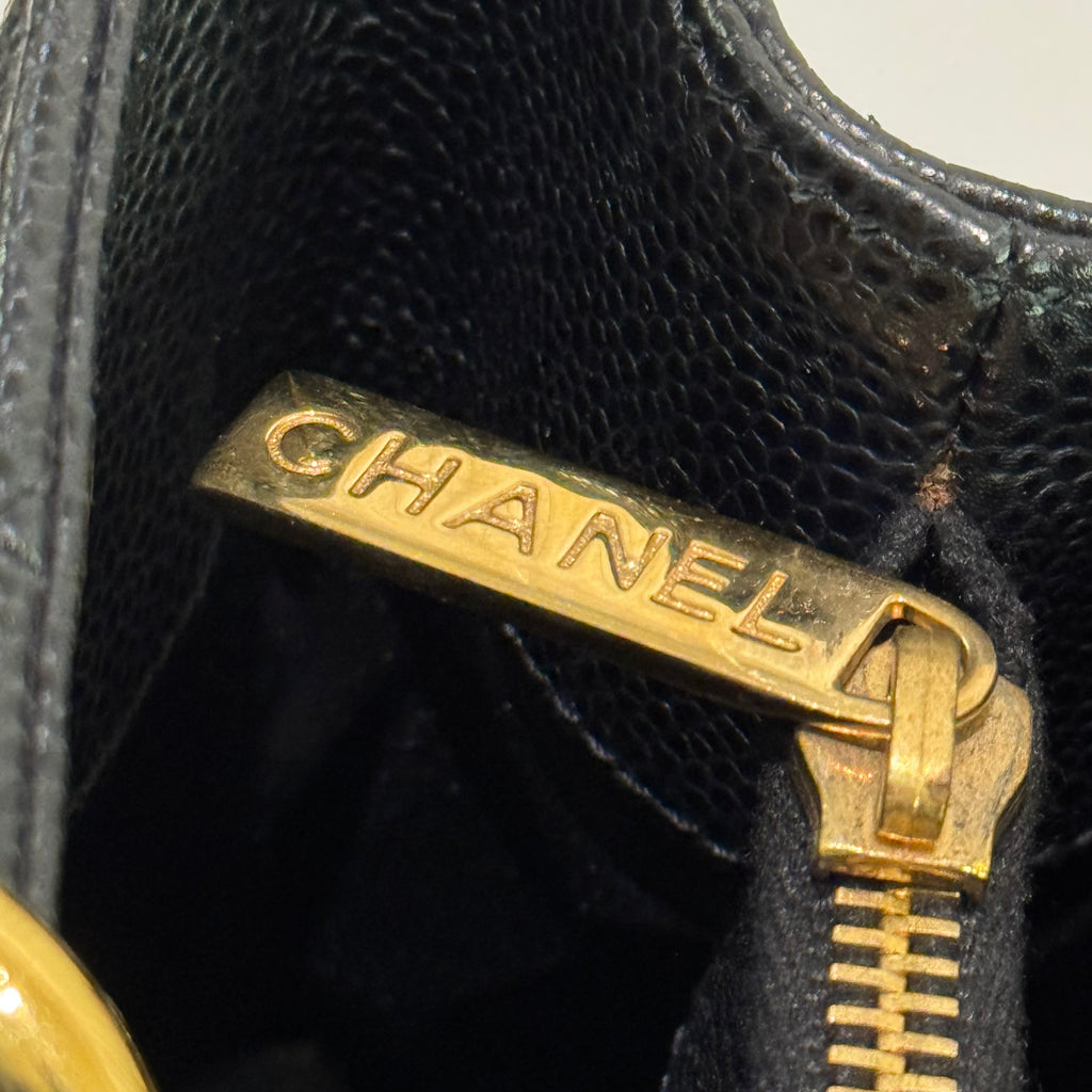 CHANEL GST CAVIAR LEATHER TOTE BLACK WITH GOLD HARDWARE