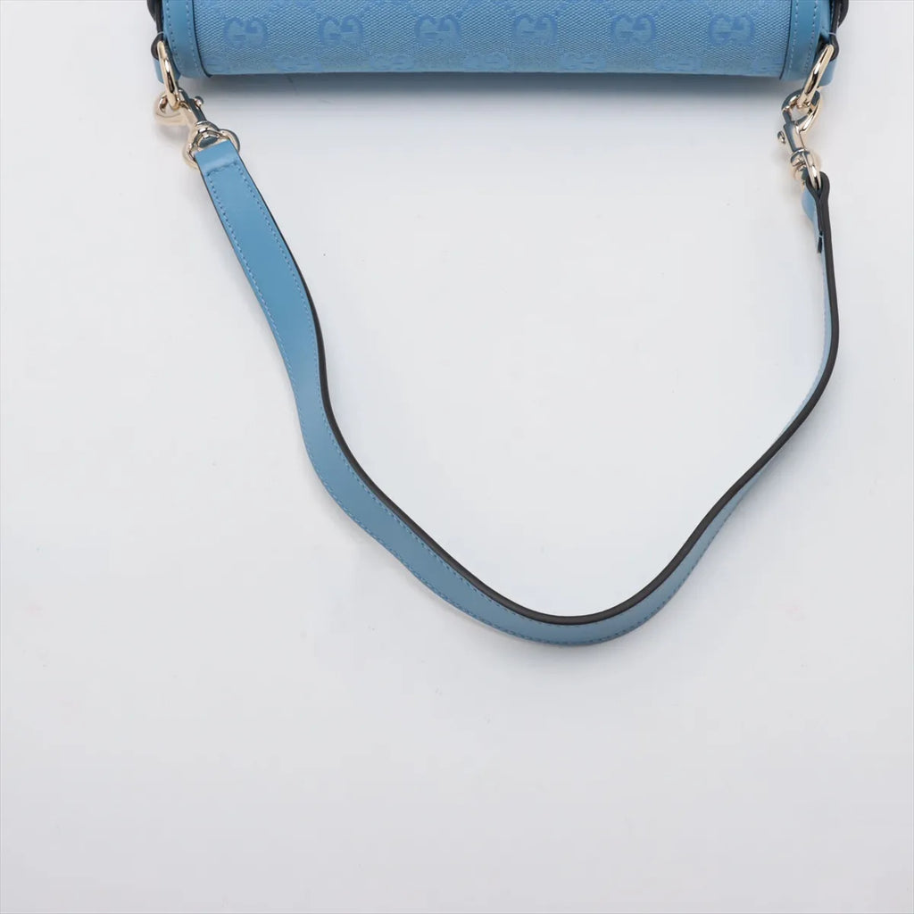 Gucci GG Canvas Leather Shoulder Bag Blue