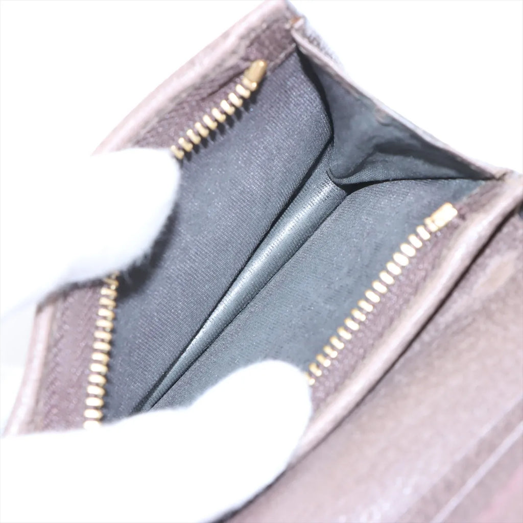 Gucci Ophidia Leather Compact Wallet Beige×Brown