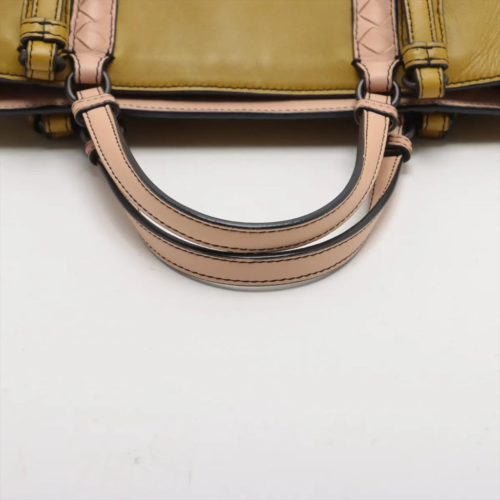 Bottega Veneta Intrecciato Corso Leather Tote Bag Green x Pink