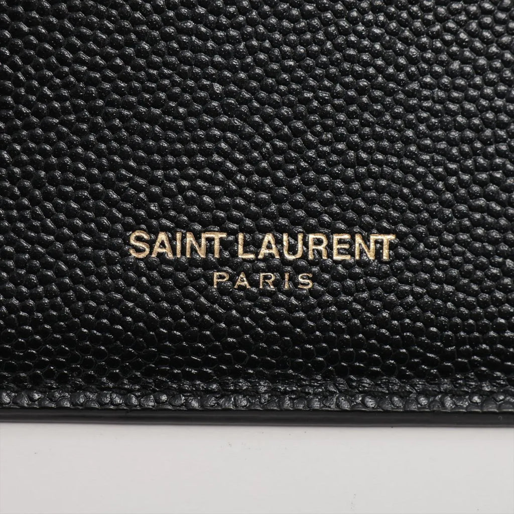 Saint Laurent Paris Logo Leather Card Case Black