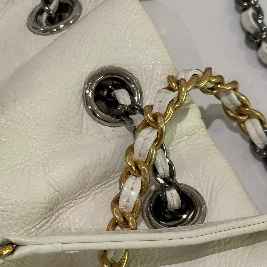 CHANEL GABRIELLE DRAWSTRING HOBO BAG PANDA COLOR LAMBSKIN & CALFSKIN