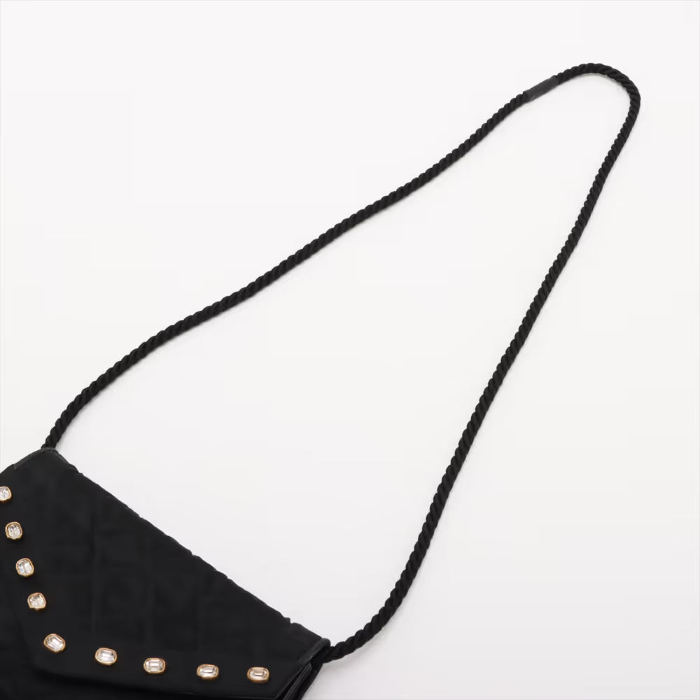 Chanel Matelasse Nylon Rhinestone Shoulder Bag Black