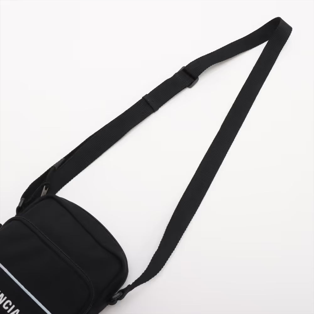 Balenciaga Sport Nylon Leather Shoulder Bag Black