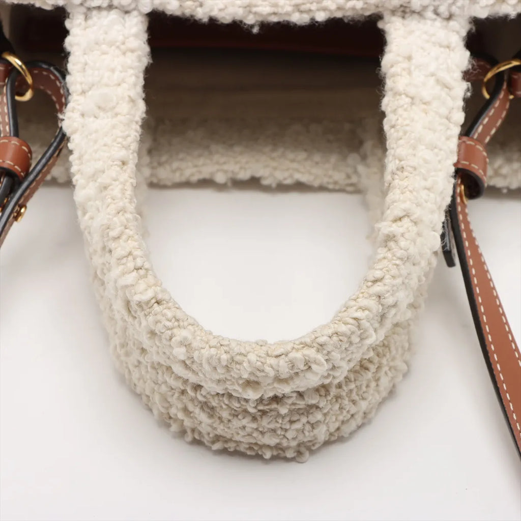Celine Triomphe Small Cabas Two-Way Handbag White x Green