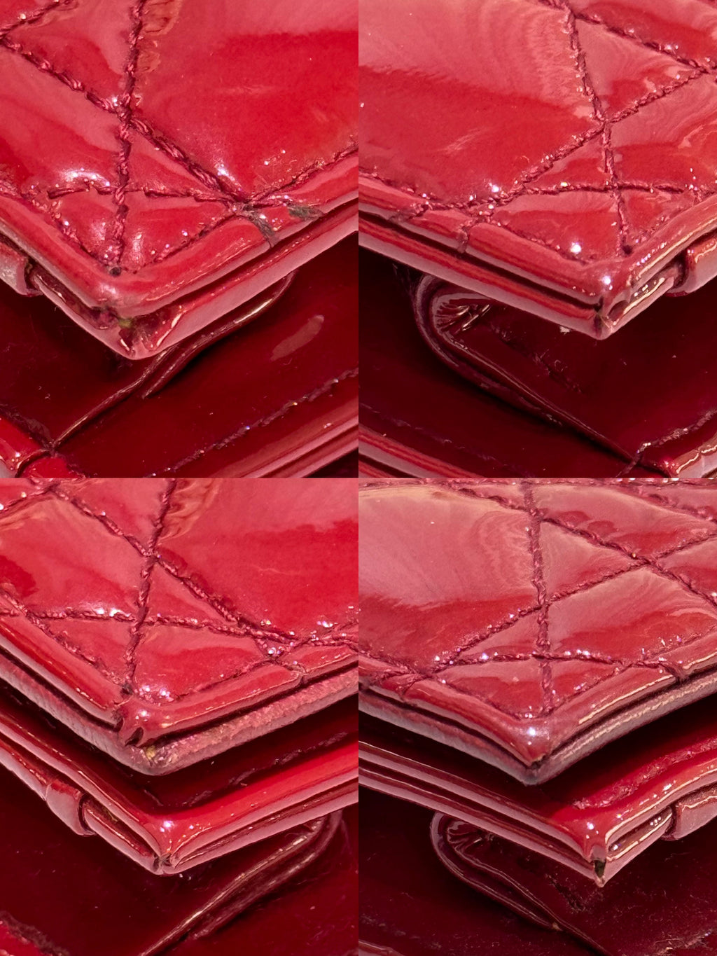 DIOR LADY DIOR POUCH RED PATENT LEATHER