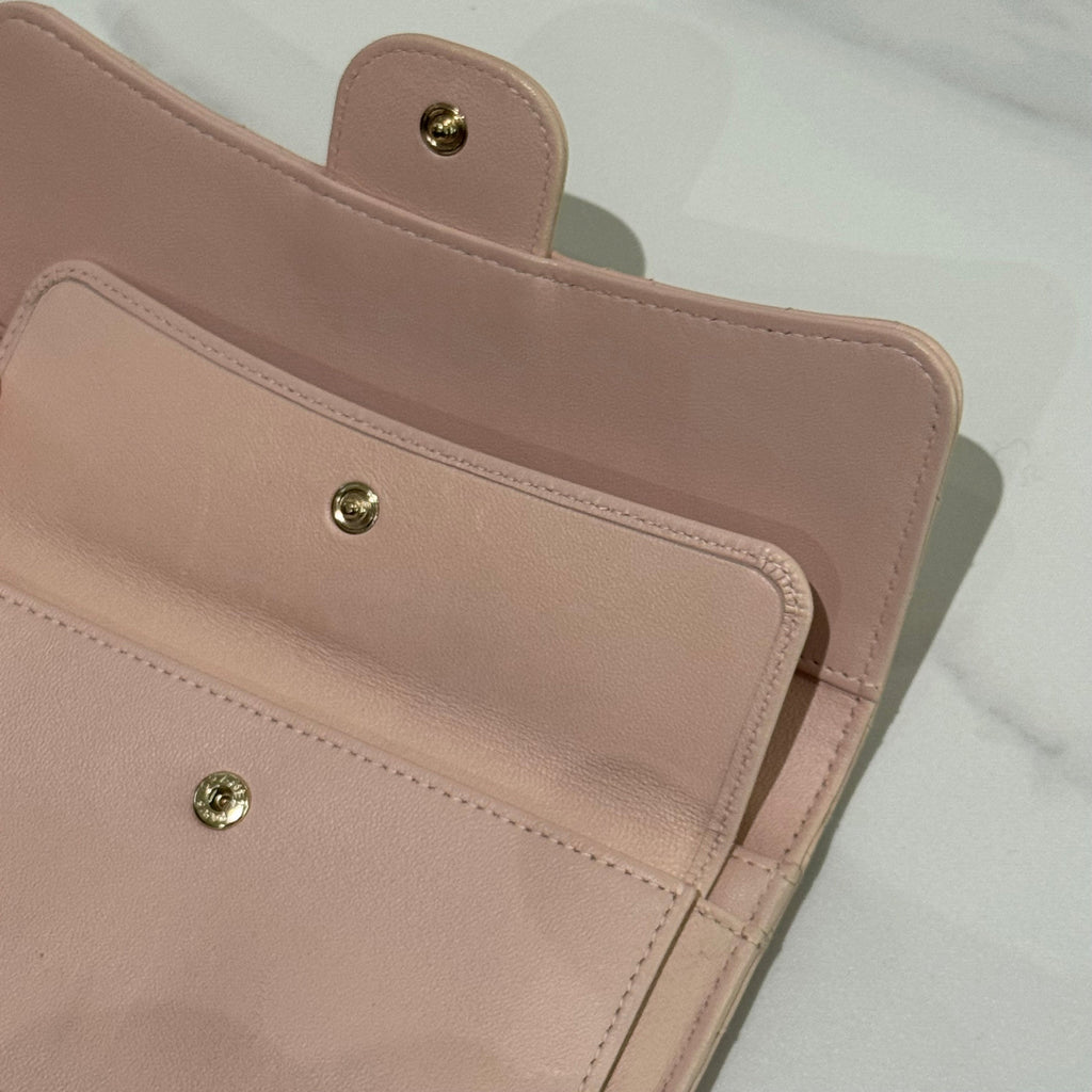 CHANEL CLASSIC FLAP WALLET PINK LAMBSKIN