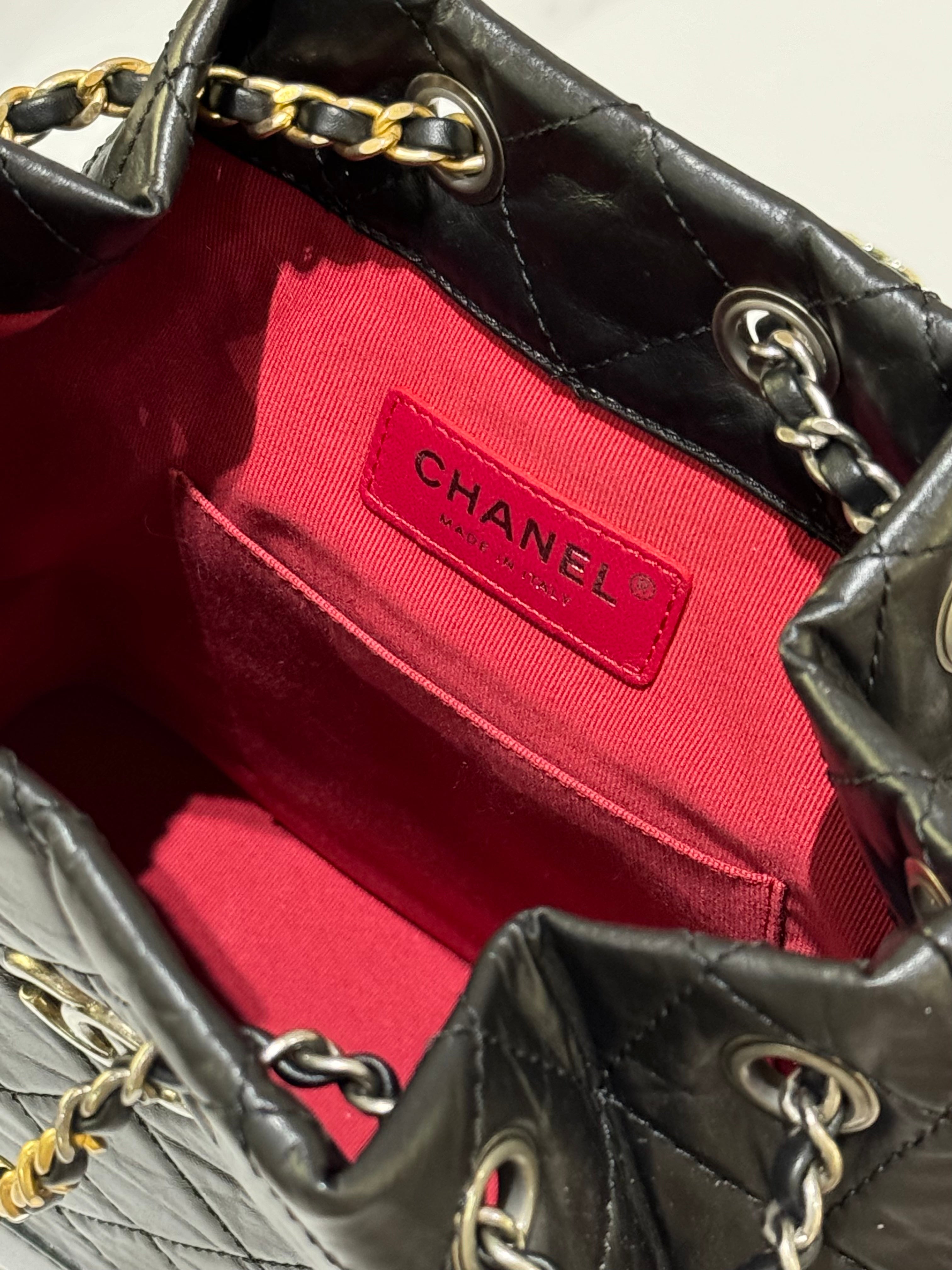 CHANEL GABRIELLE BACKPACK BLACK WITH CHIP