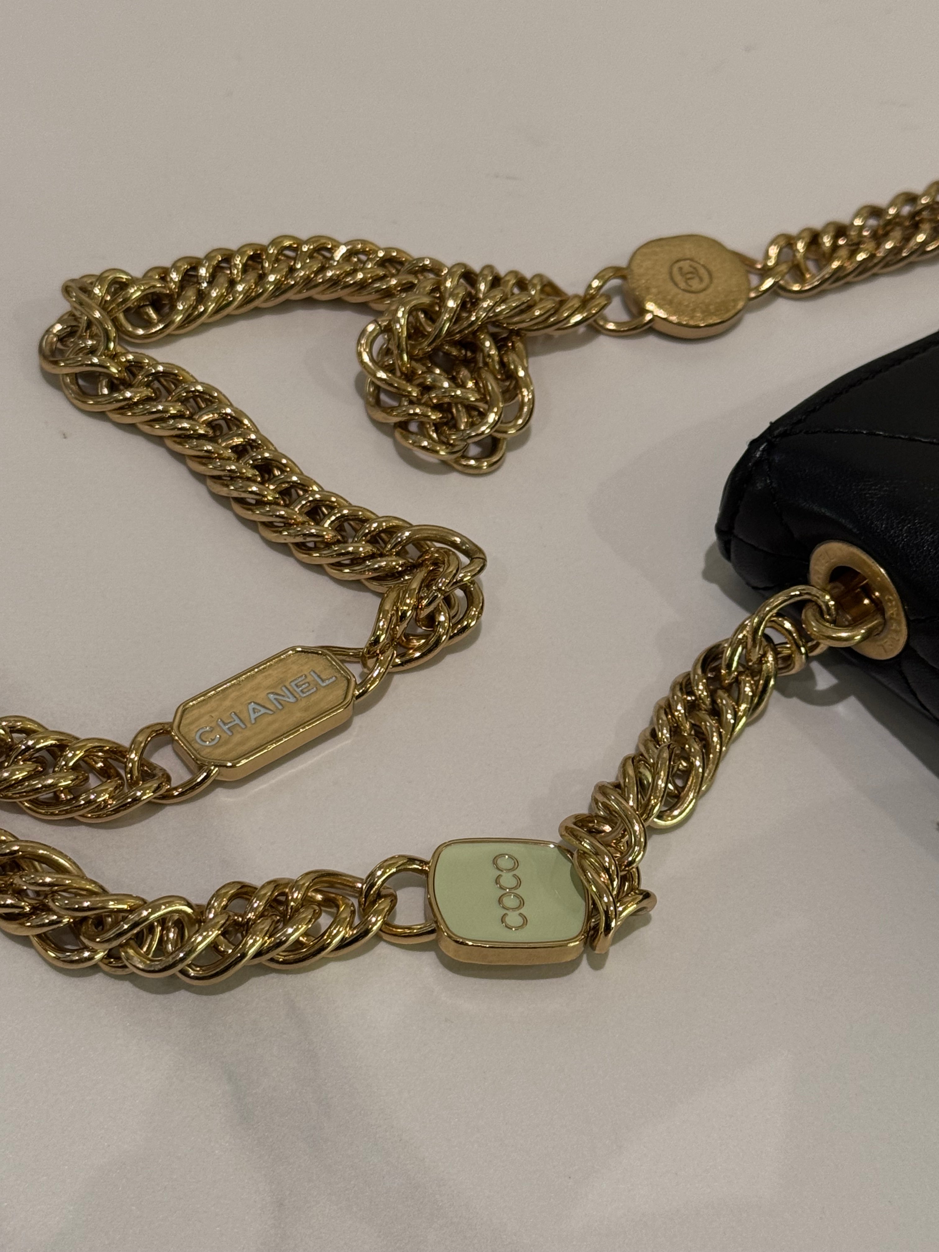 CHANEL HOBO SMALL BUCKET BAG BLACK LAMBSKIN WITH GOLD HARDWARE (MICROCHIP VERSION)