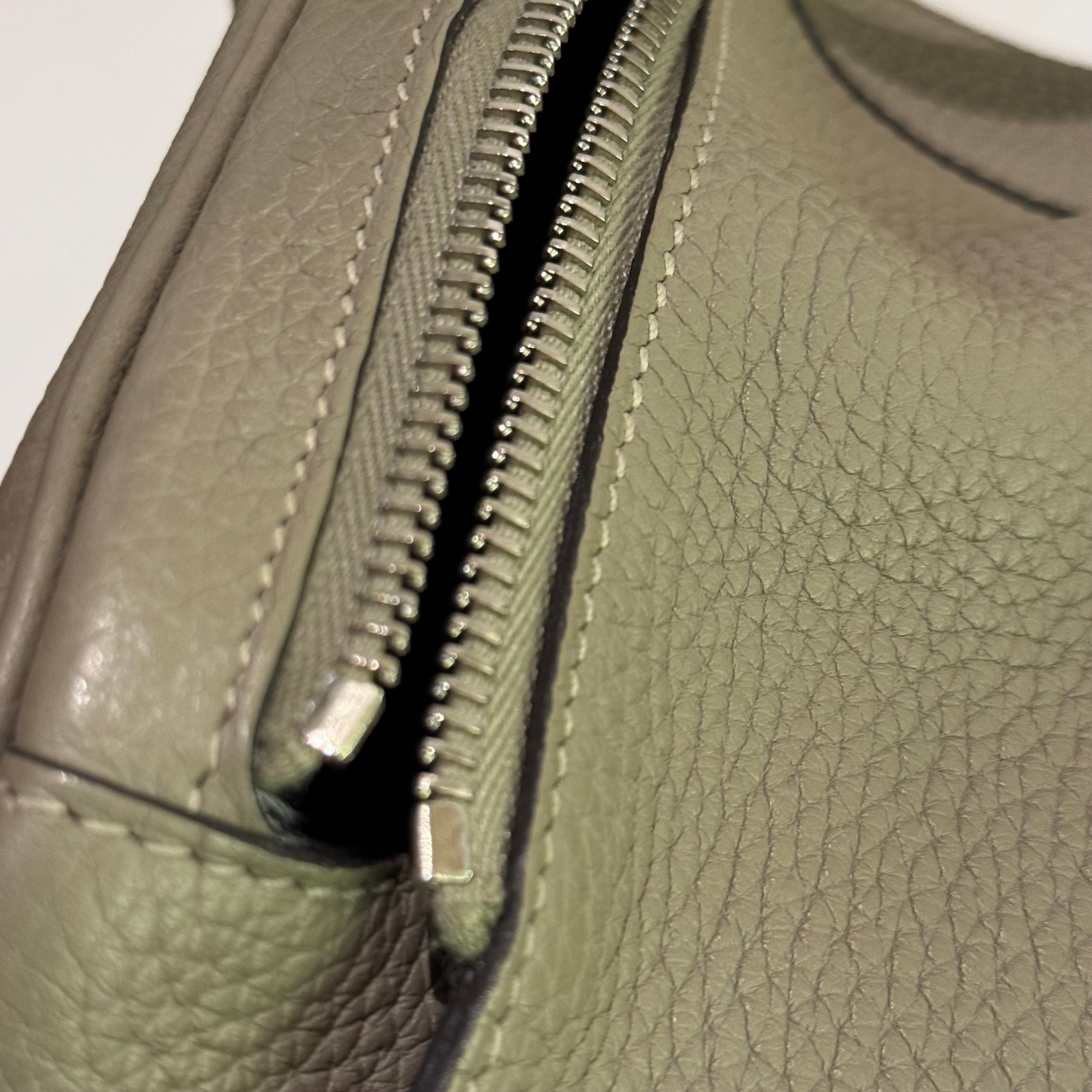 HERMÈS LINDY 30 SAGE GREEN WITH PALLADIUM HARDWARE (STAMP X)