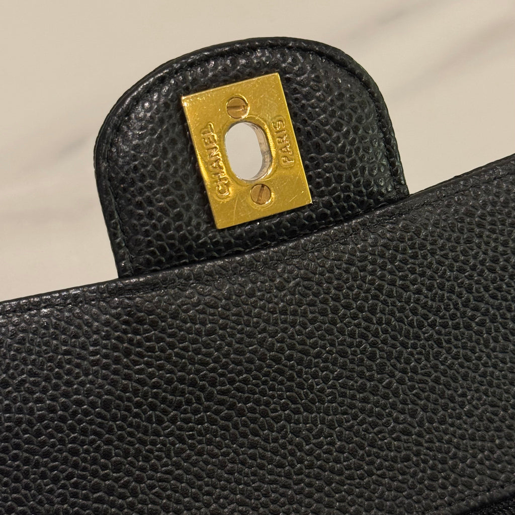 CHANEL CF MEDIUM BLACK CAVIAR LEATHER WITH GOLD HARDWARE SHOULDER & CROSSBODY BAG