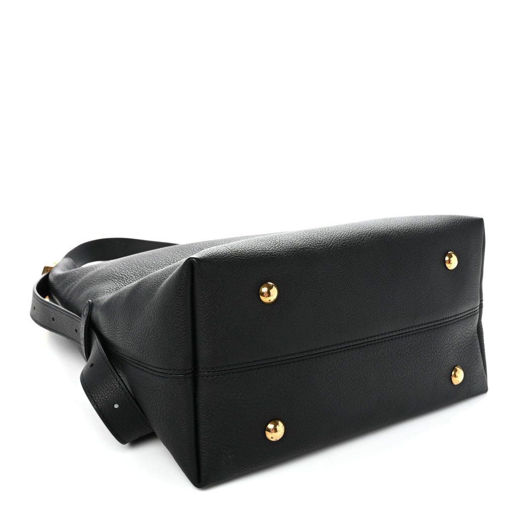 Grained Calfskin Low Key Hobo MM Black