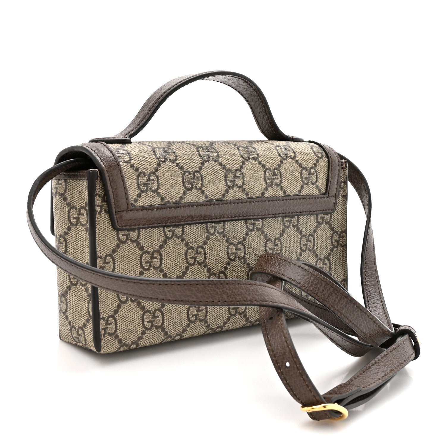 GG Supreme Monogram Calfskin Mini Ophidia Top Handle Bag Beige Ebony New Acero