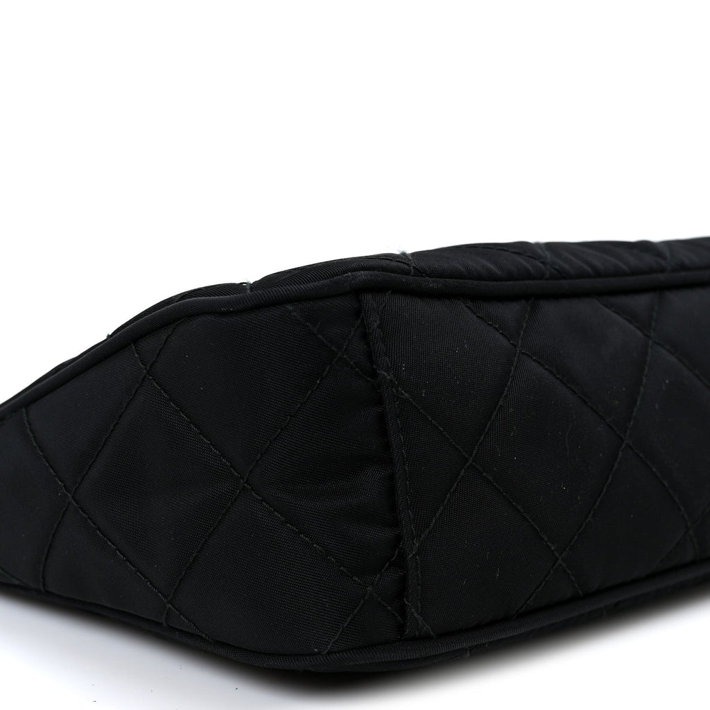 Nylon Tessuto Impuntu Quilted Crossbody Bag Black