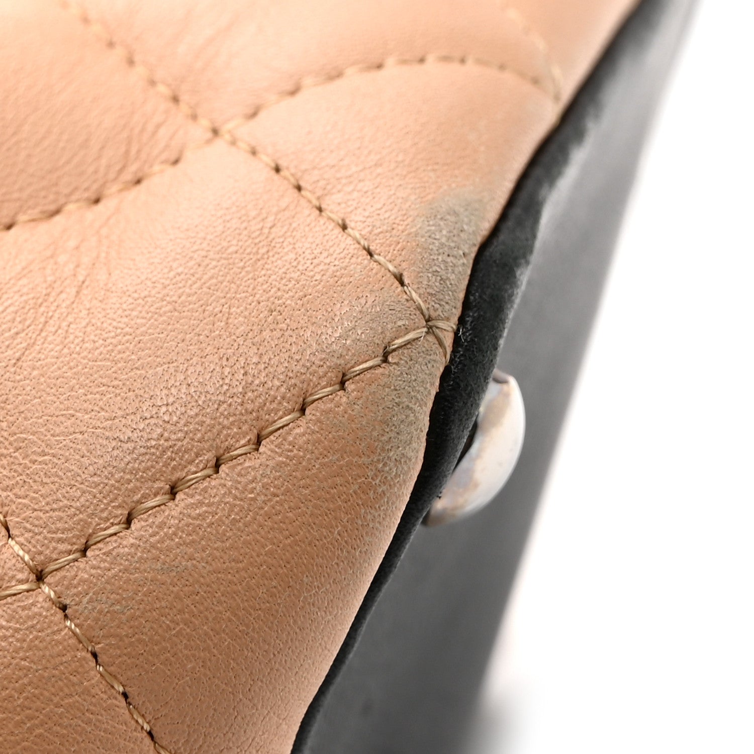 Calfskin Quilted Medium Cambon Tote Beige Black