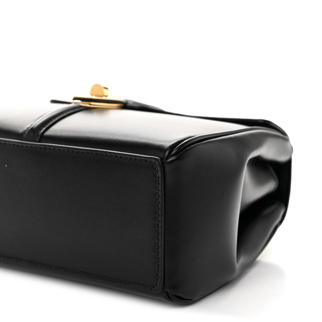 Satinated Calfskin Mini 16 Top Handle Bag Black