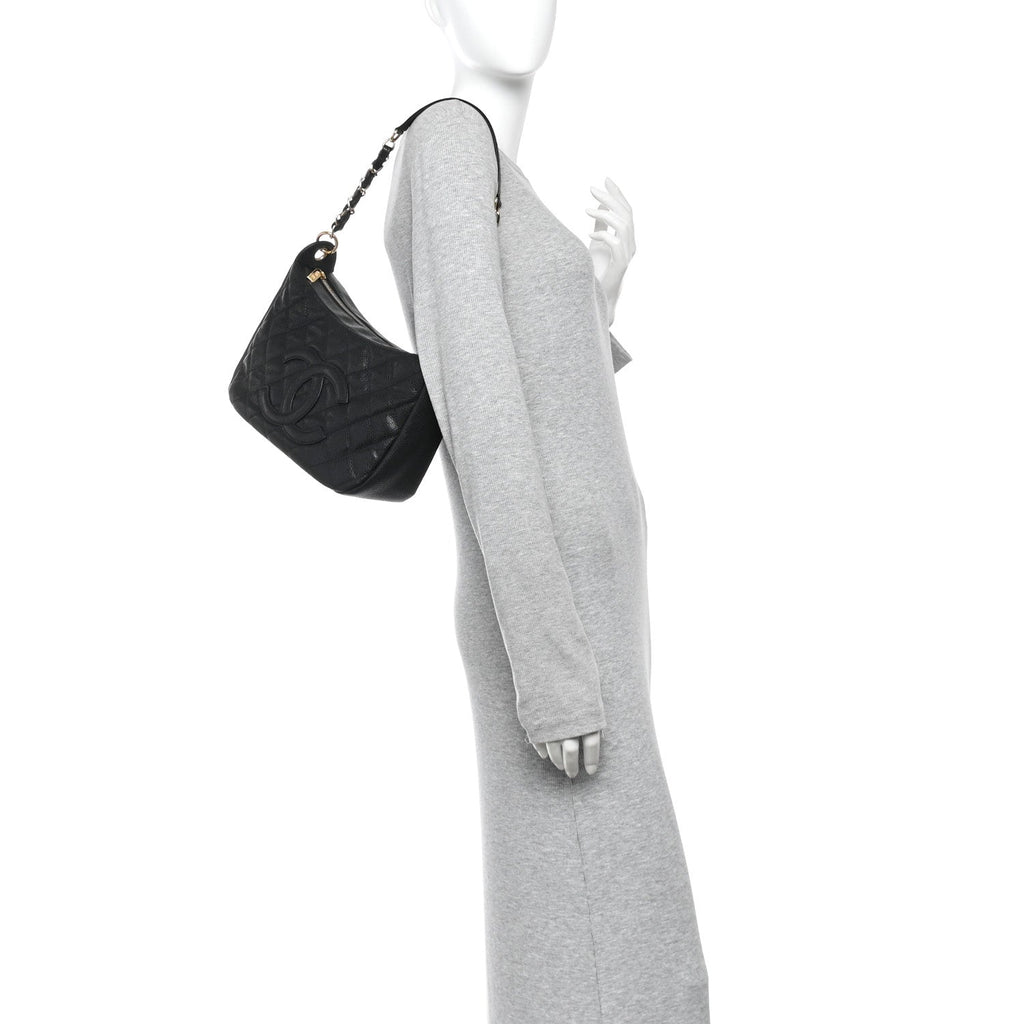 Caviar Quilted Timeless CC Shoulder Bag Black