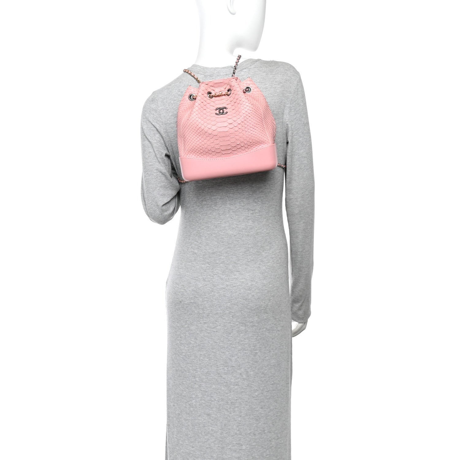 Snakeskin Small Gabrielle Backpack Light Pink