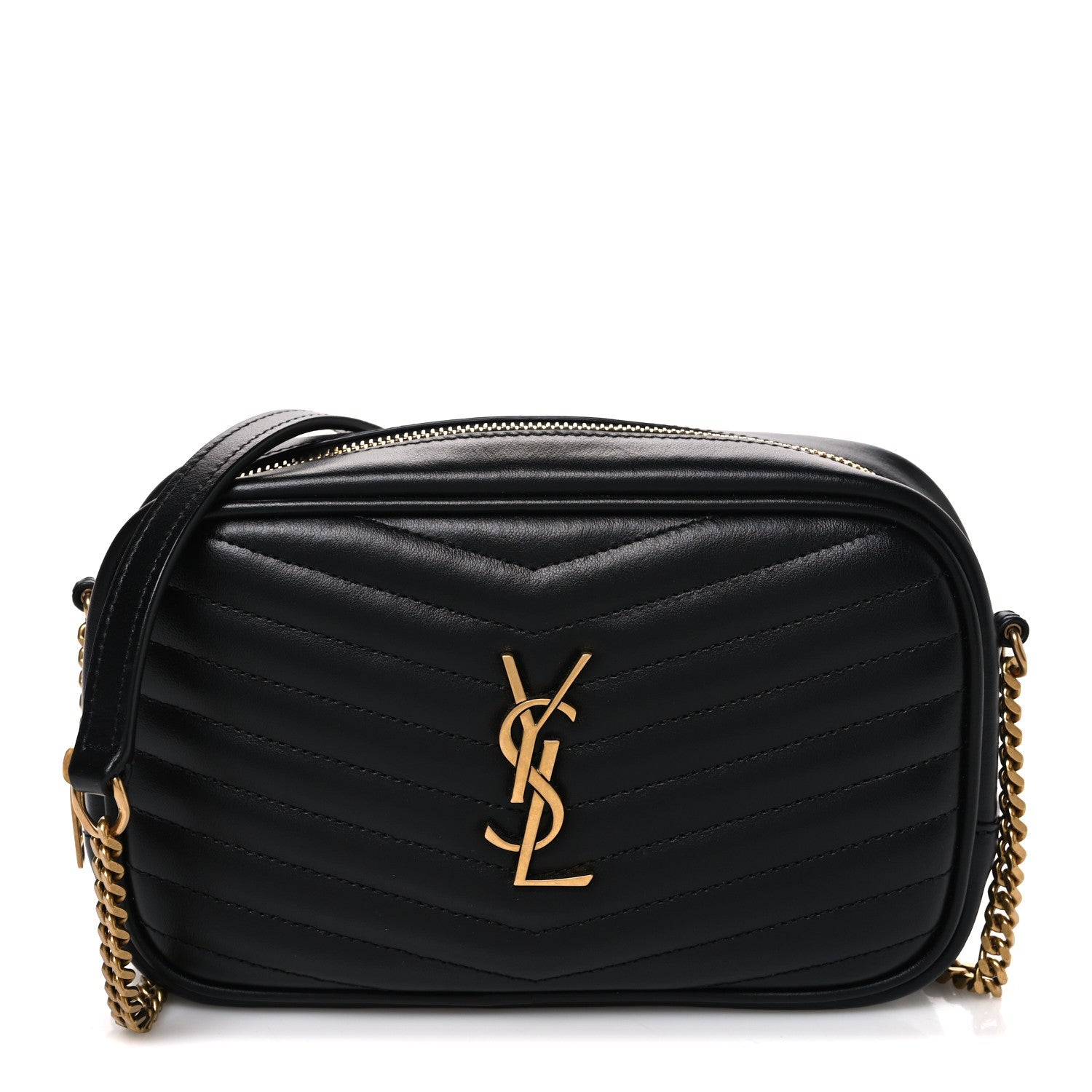 Calfskin Matelasse Monogram Mini Lou Camera Bag Black