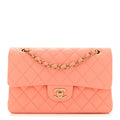 Lambskin Quilted Small Double Flap Light Orange