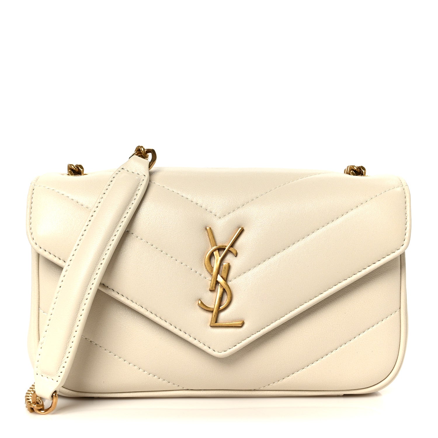 Lambskin Chevron Quilted Mini LouLou Crema Soft