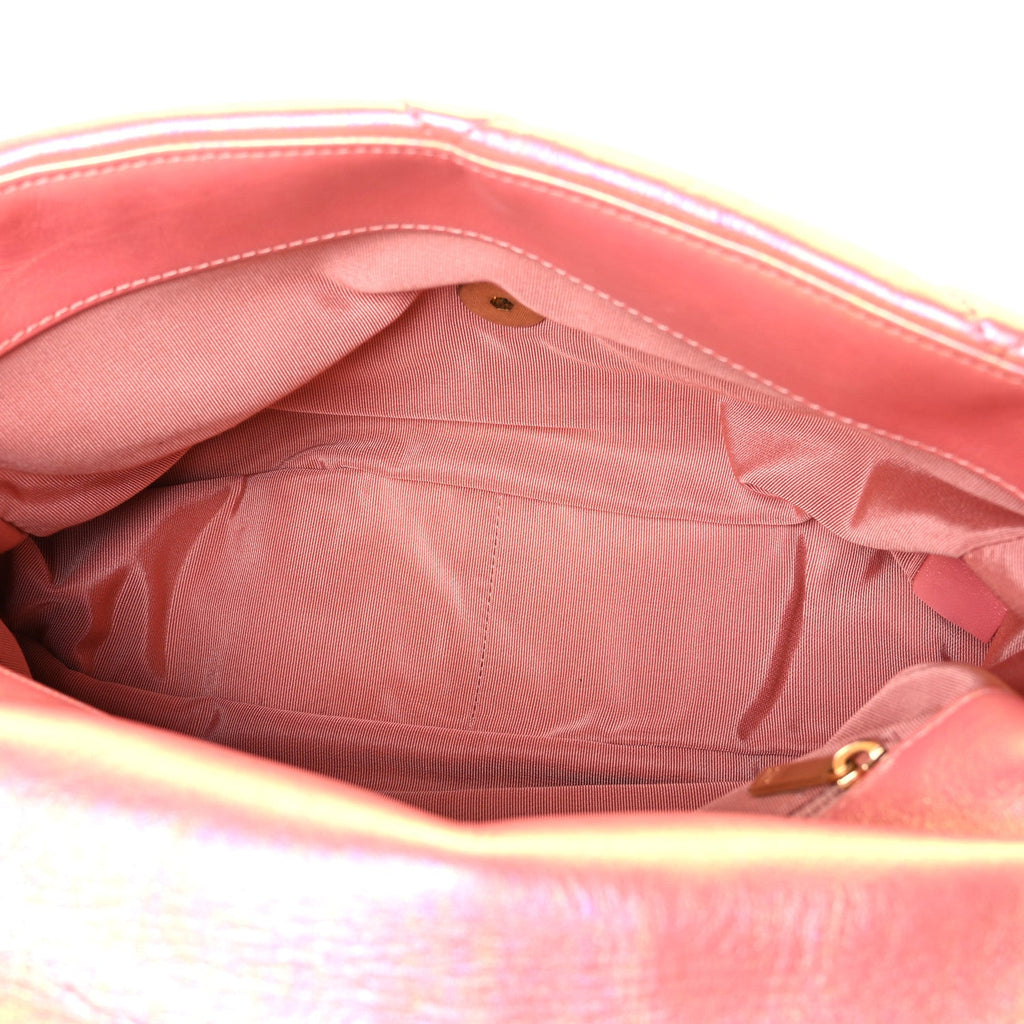 Iridescent Lambskin Quilted Large Chanel 19 Flap Pink