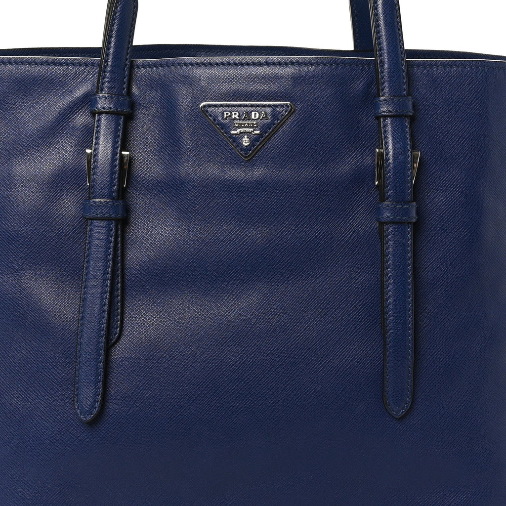 Saffiano Cuir Medium Double Handle Tote Bluette
