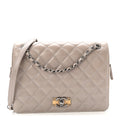Glazed Calfskin Quilted Medium Day Trip Flap Grey