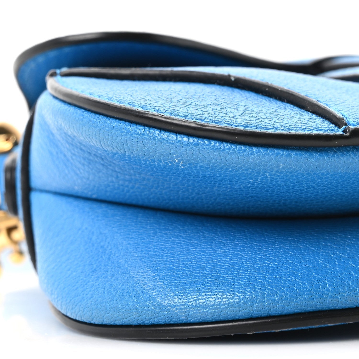 Goatskin Micro Saddle Bag With Strap Blue