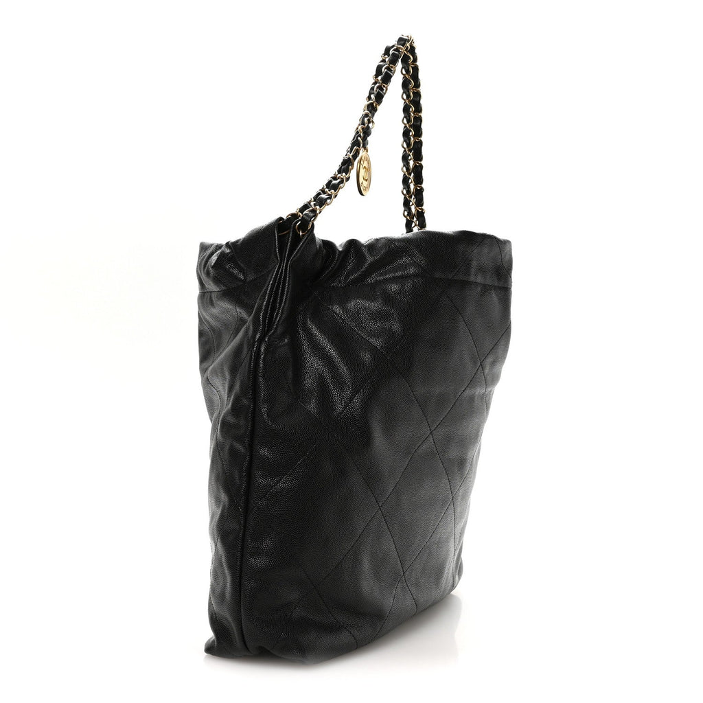Shiny Caviar Quilted Monochrome Chanel 22 Black