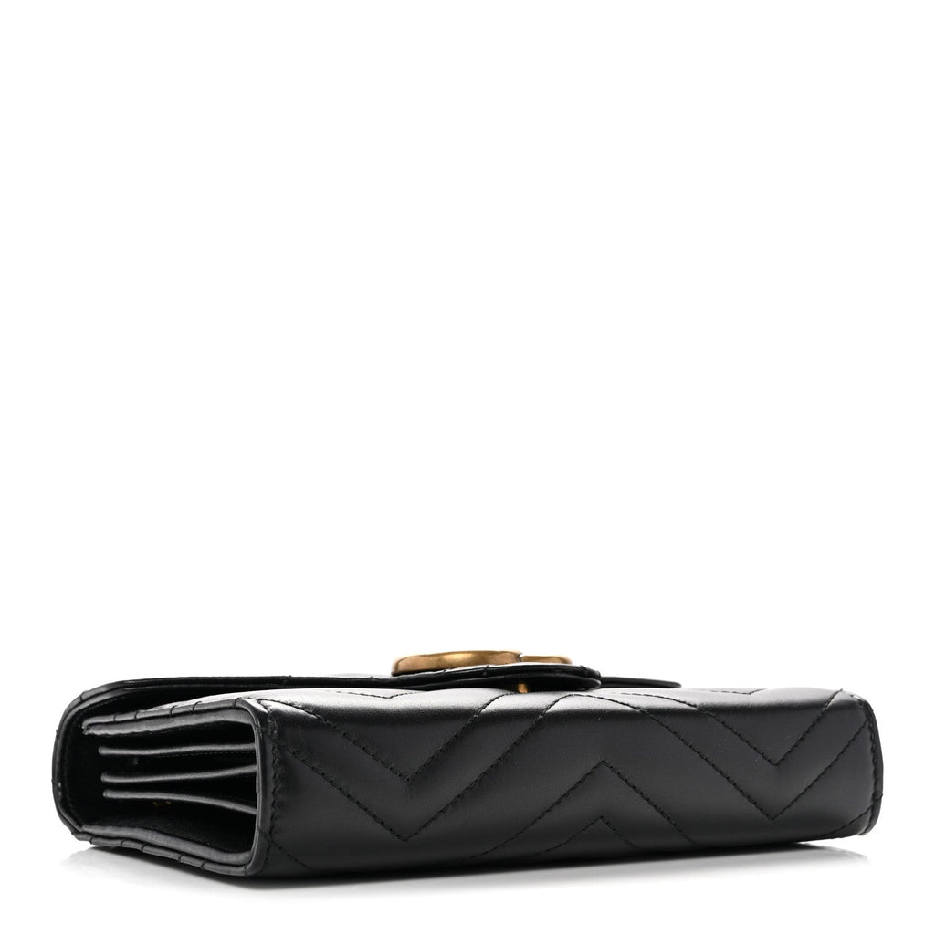 Calfskin Matelasse GG Marmont Chain Wallet Black Black