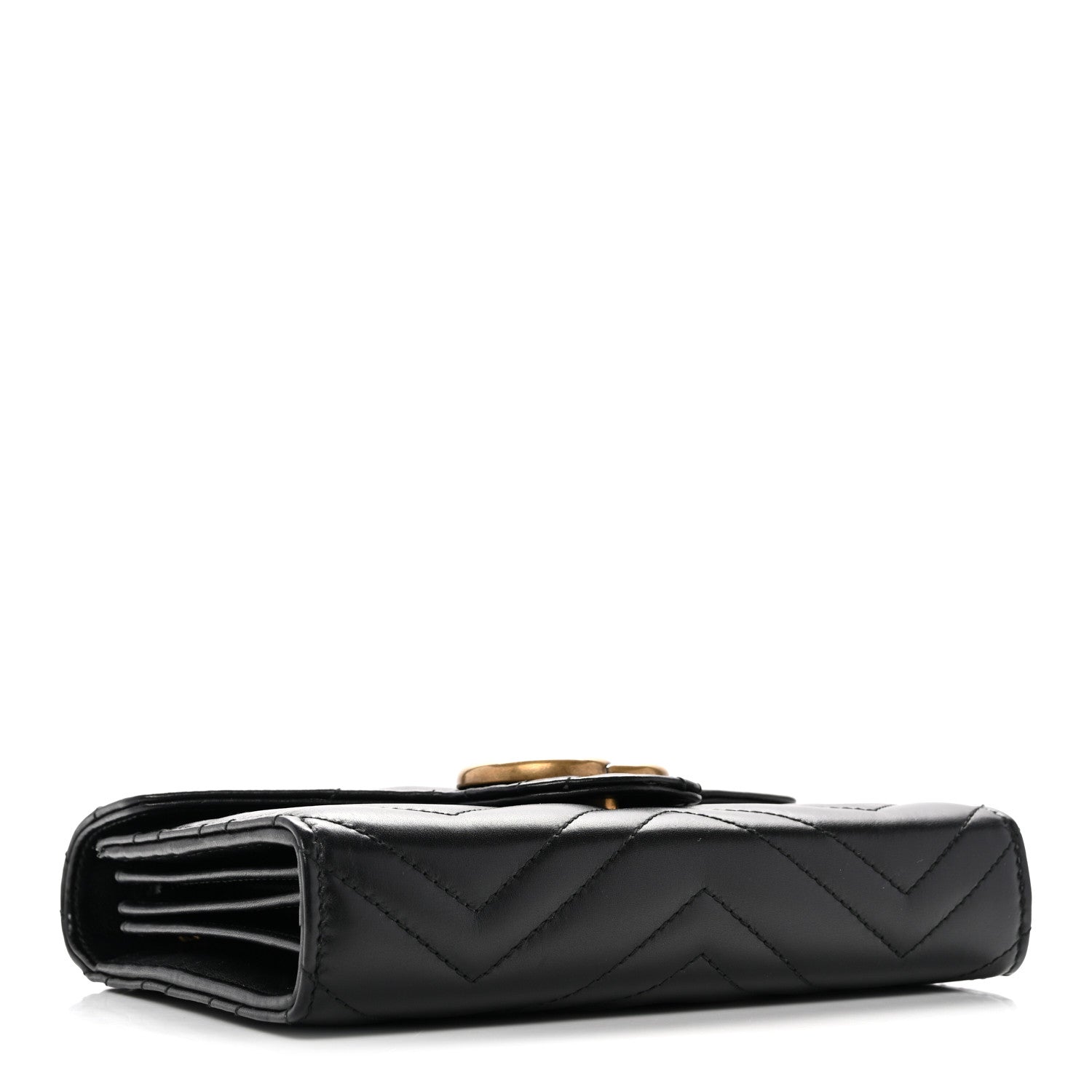 Calfskin Matelasse GG Marmont Chain Wallet Black Black