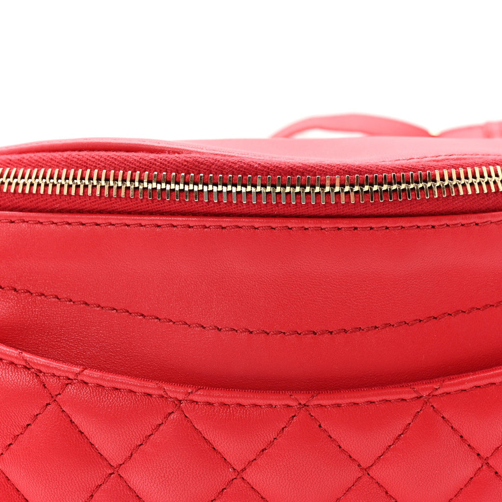 Lambskin Quilted Waist Bag Fanny Pack Red