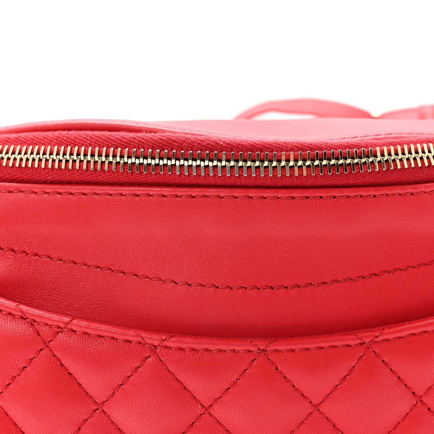 Lambskin Quilted Waist Bag Fanny Pack Red