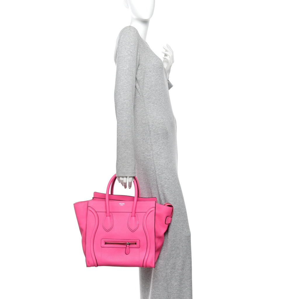 Drummed Calfskin Mini Luggage Fluo Pink