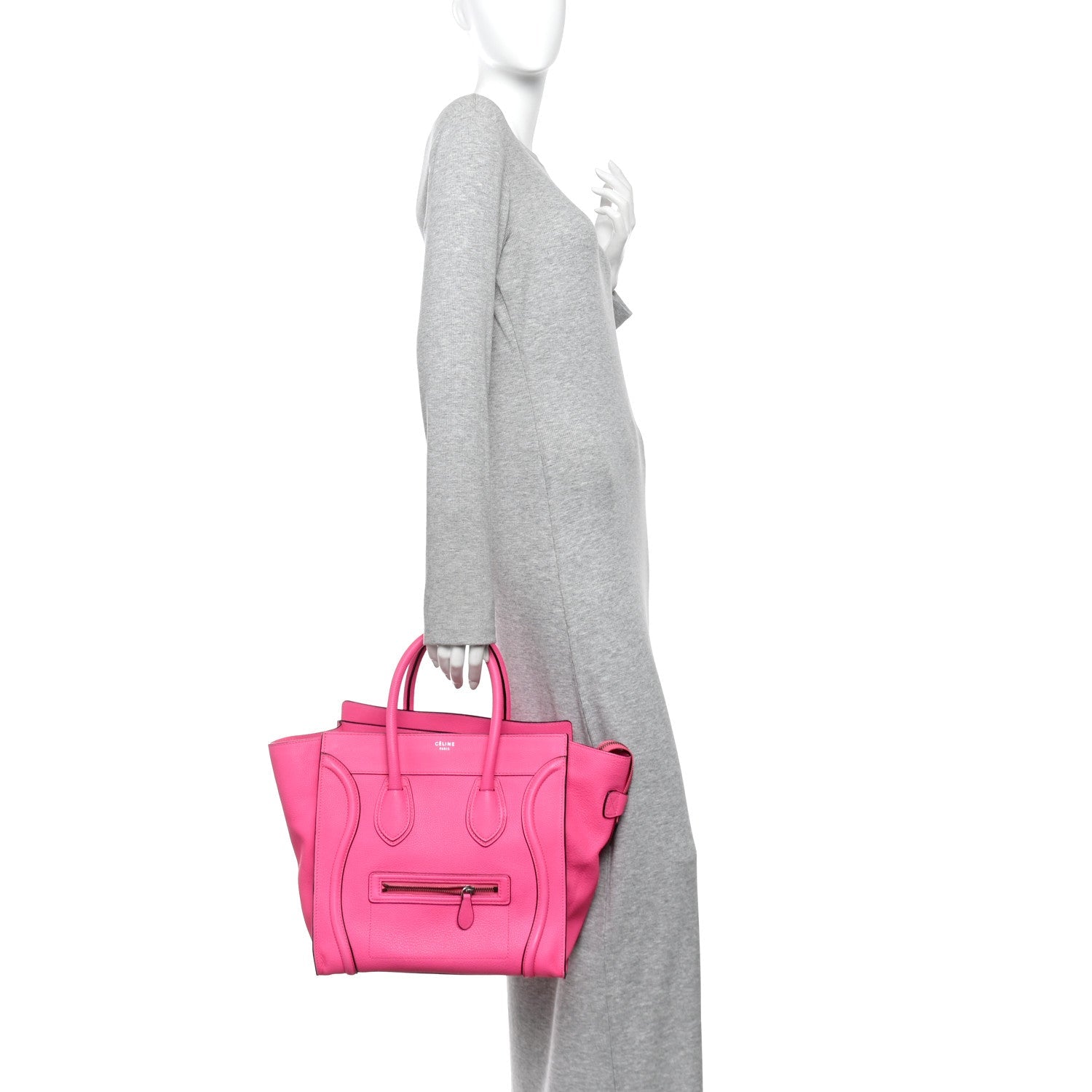Drummed Calfskin Mini Luggage Fluo Pink