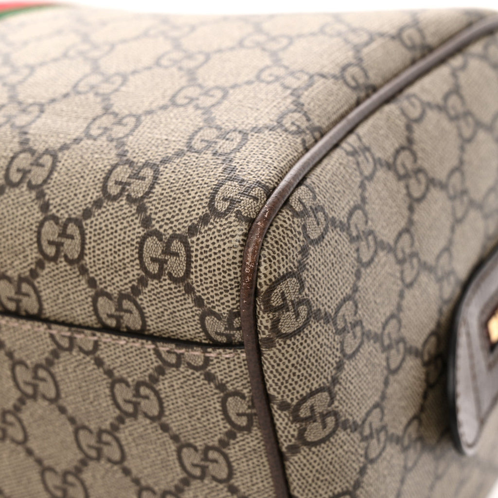 GG Supreme Monogram Web Medium Ophidia Top Handle Bag Beige Ebony