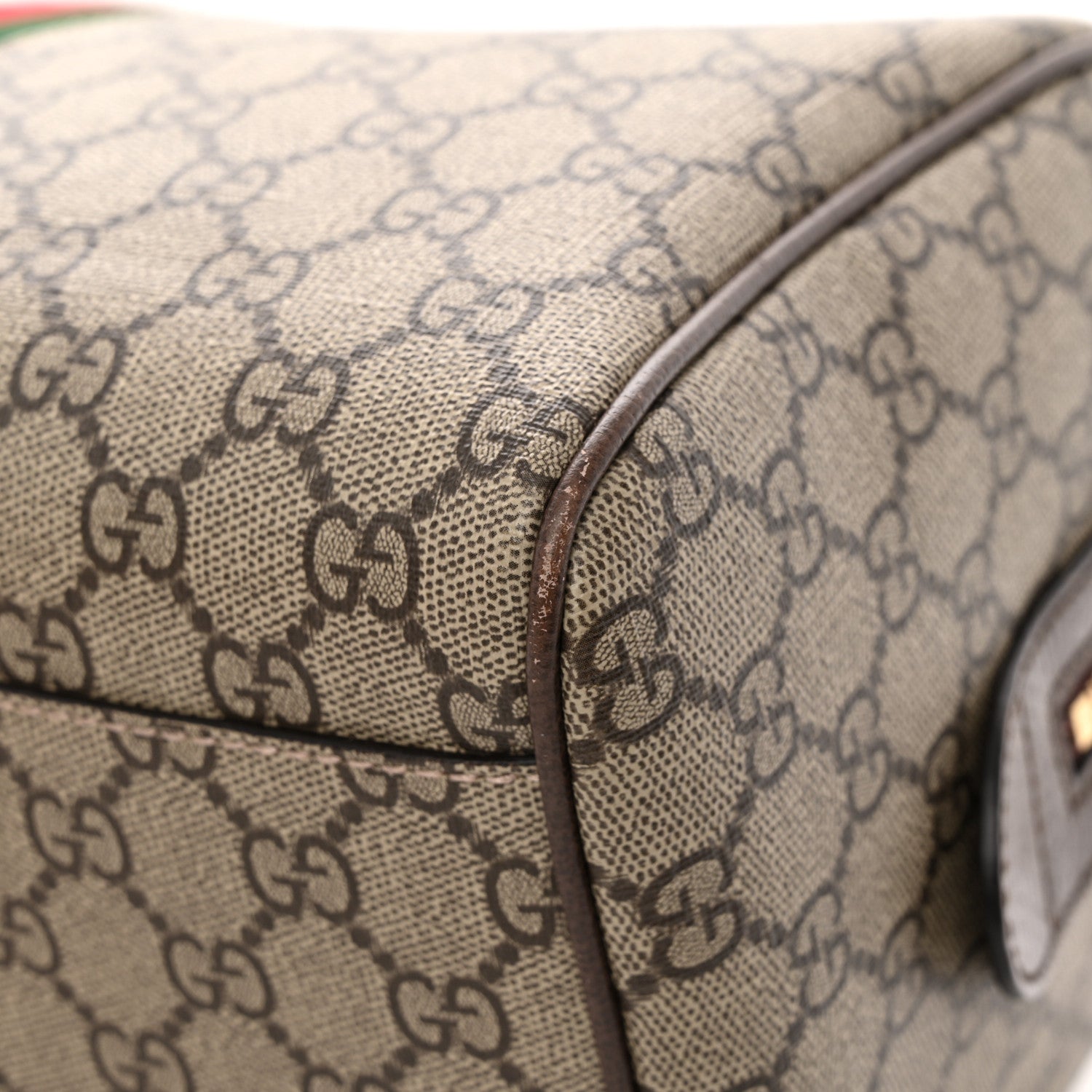 GG Supreme Monogram Web Medium Ophidia Top Handle Bag Beige Ebony