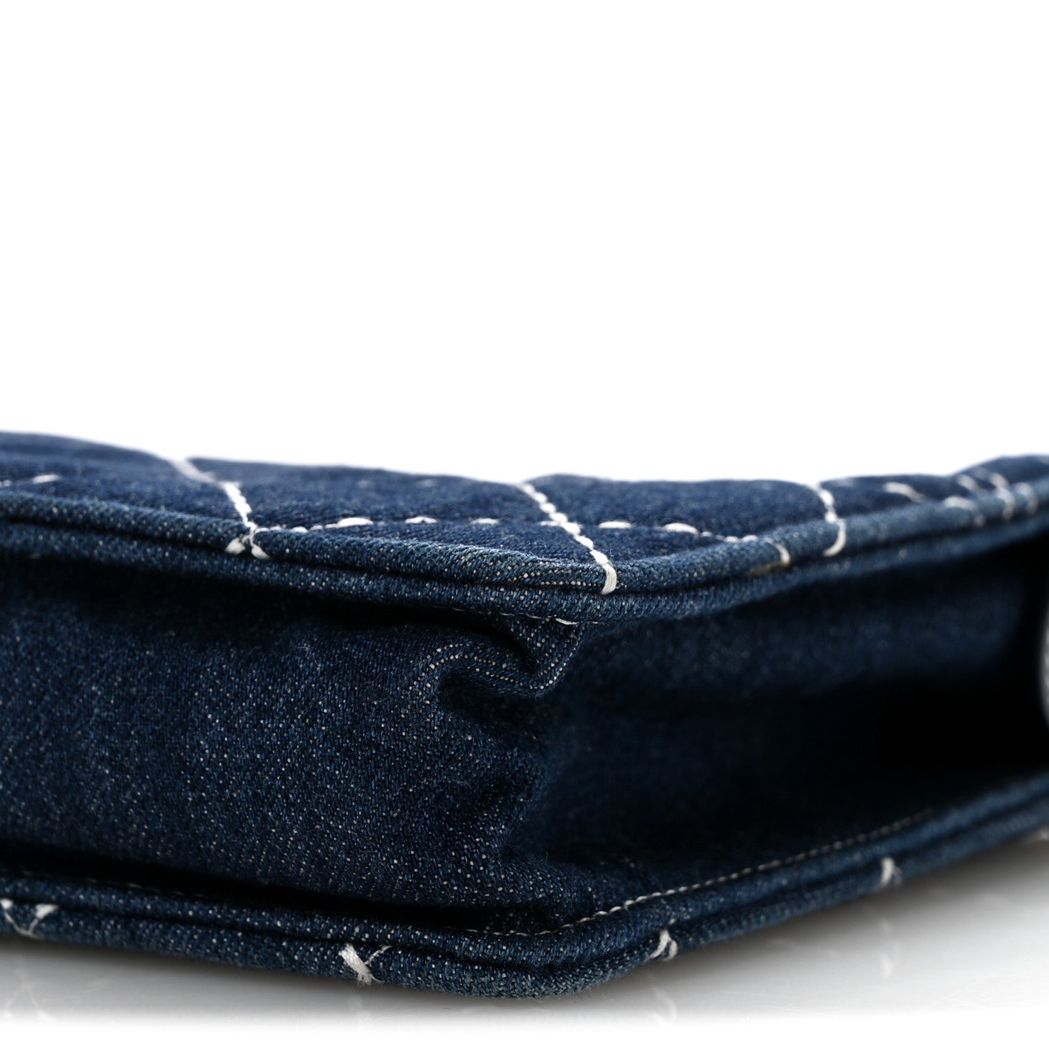 Denim Quilted Zipped Clutch Blue