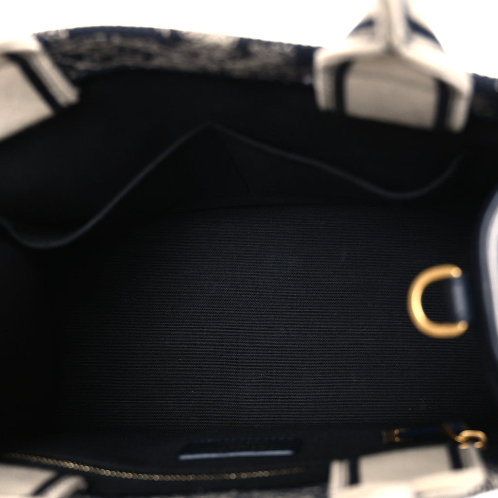 Calfskin Dioriviera Toile De Jouy Small Book Tote With Strap Blue Multicolor
