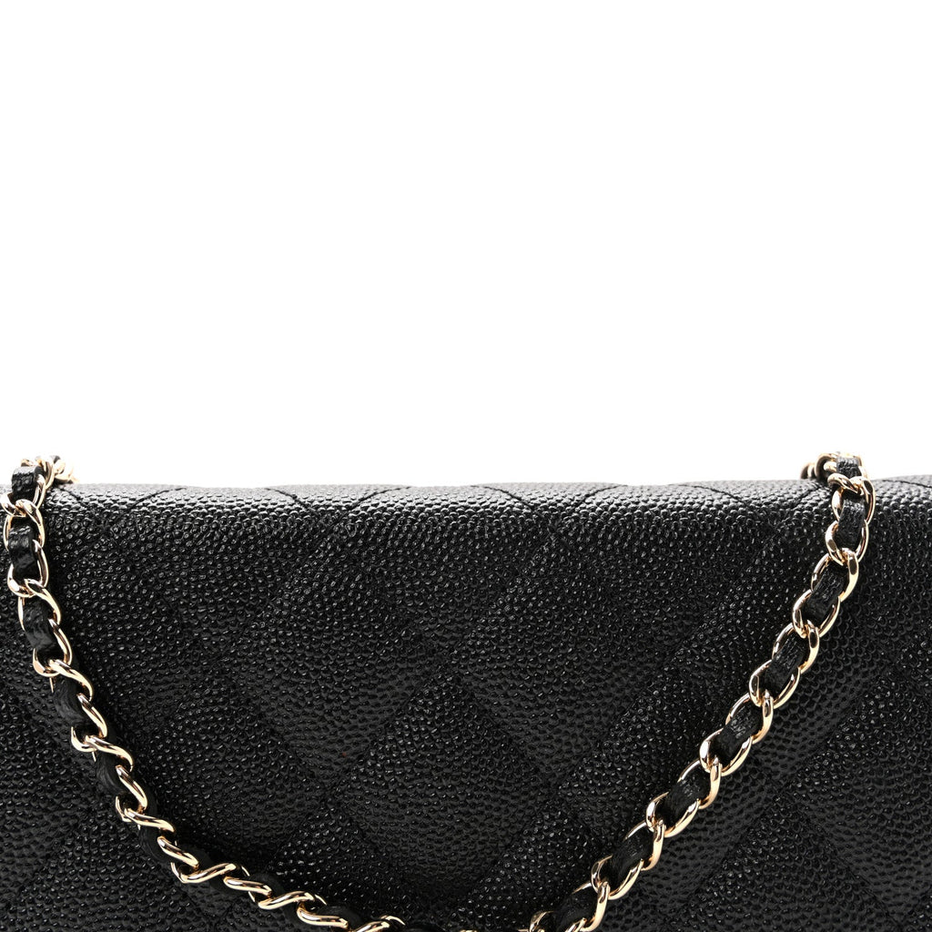 Caviar Quilted Golden Class Wallet On Chain WOC Black