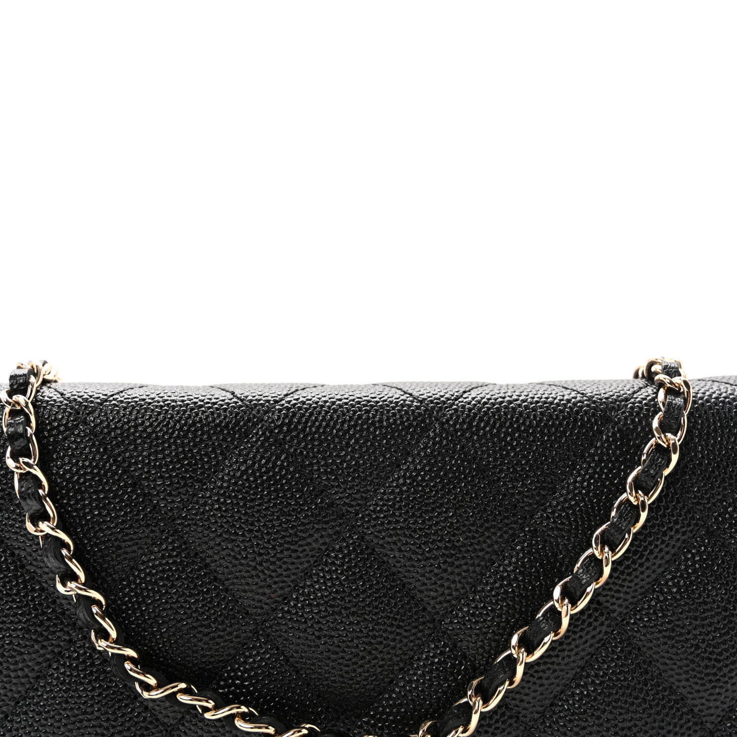 Caviar Quilted Golden Class Wallet On Chain WOC Black