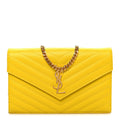 Grain De Poudre Matelasse Chevron Monogram Chain Wallet Yellow