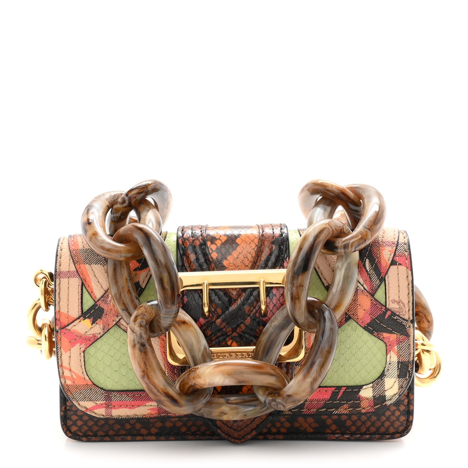 Calfskin Snakeskin Resin Madison Buckle Chain Bag Multicolor