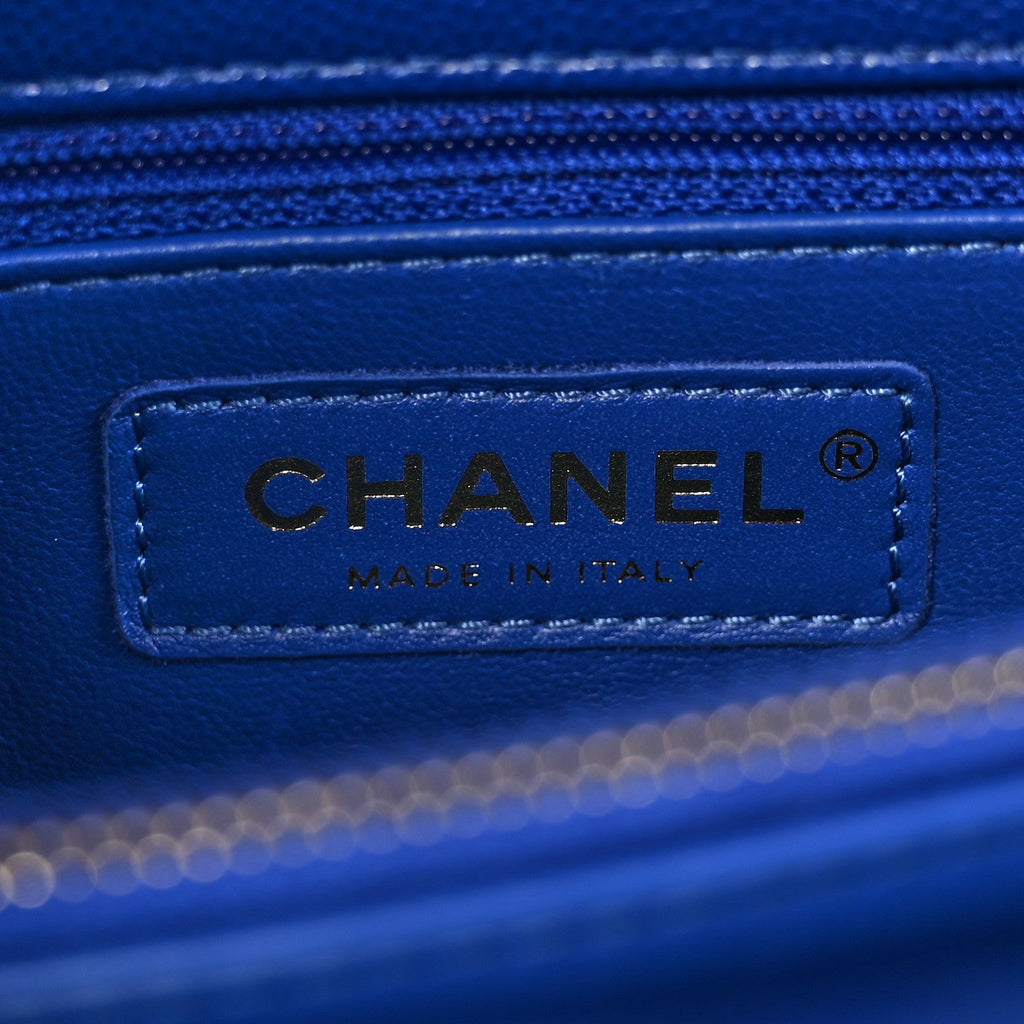 Caviar Quilted Small Coco Handle Flap Blue