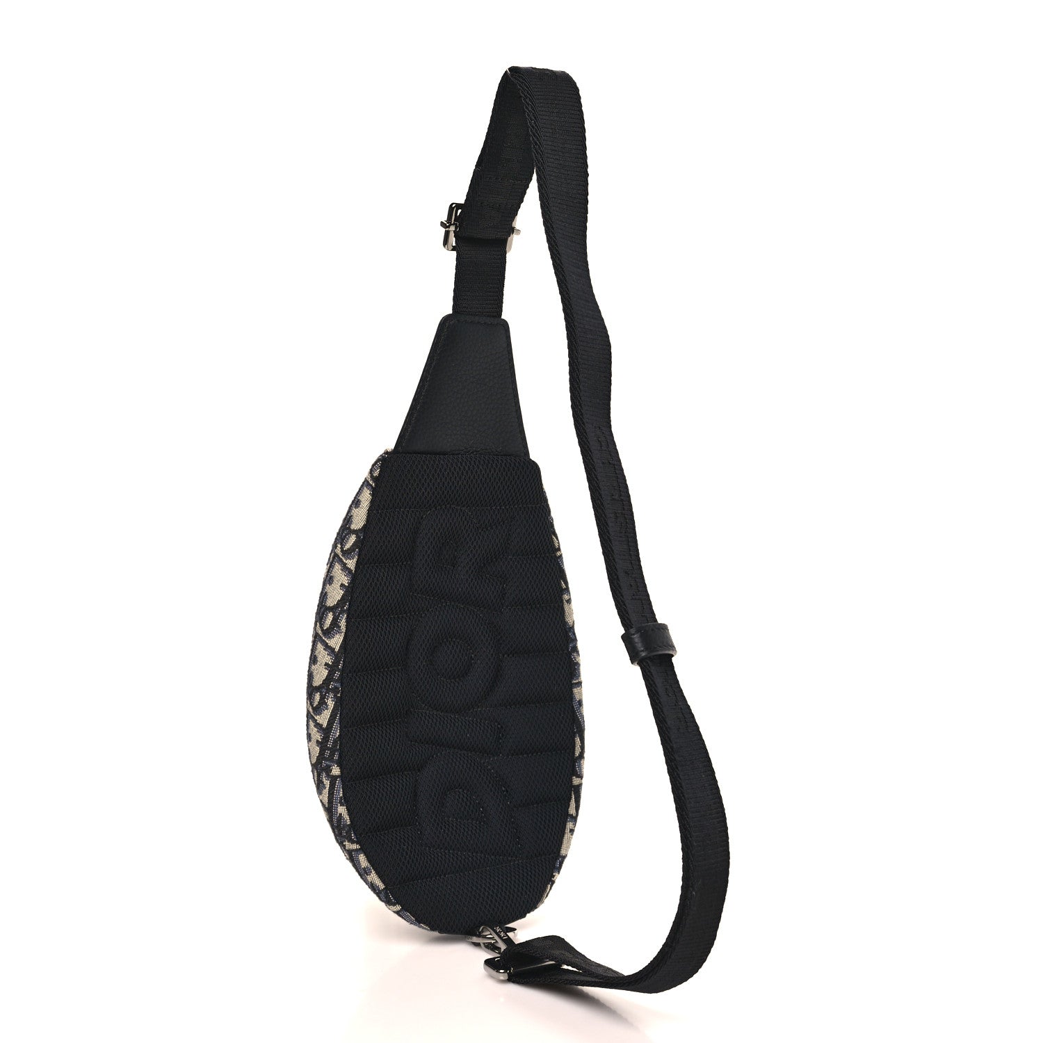 Grained Calfskin Oblique Scarab Sling Bag Blue Black